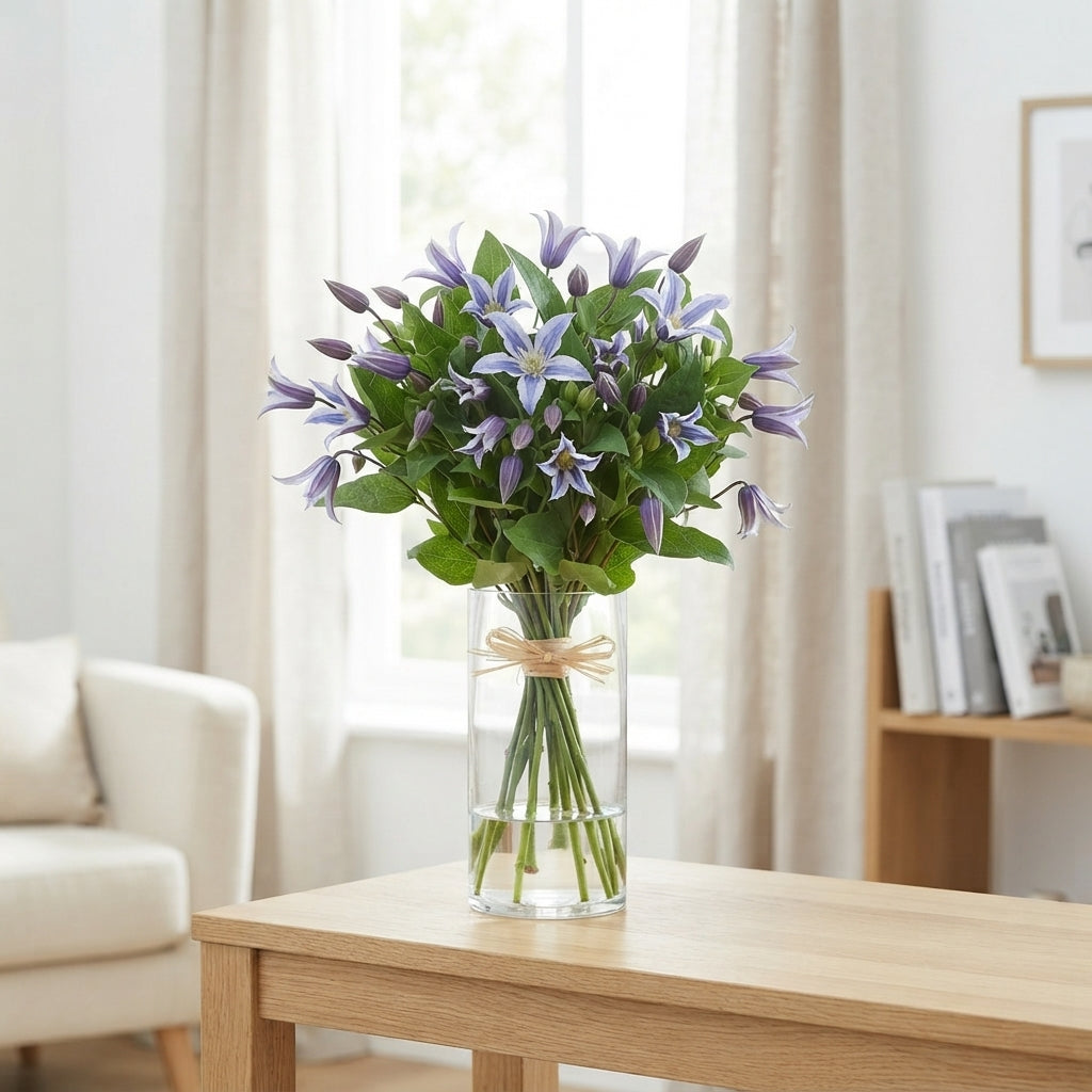 Blue Clematis ‘Star River’ Cut Flowers – 60cm Stems