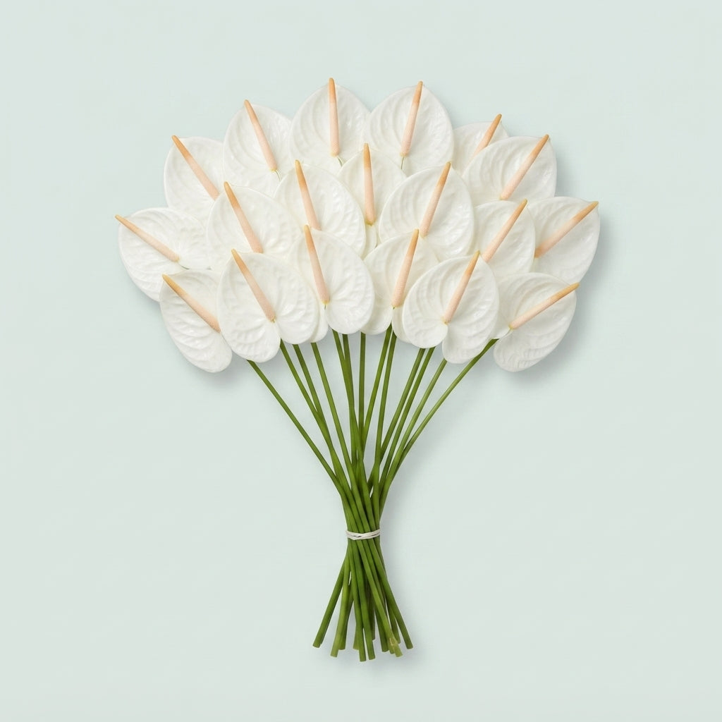 White Anthurium 'Acropolis' Cut Flowers – 55cm Stems