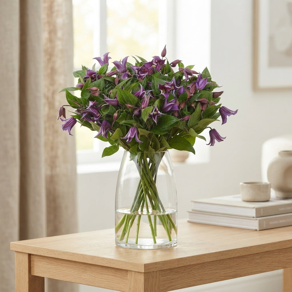Purple Clematis Blue Pirouette Cut Flowers – 60cm